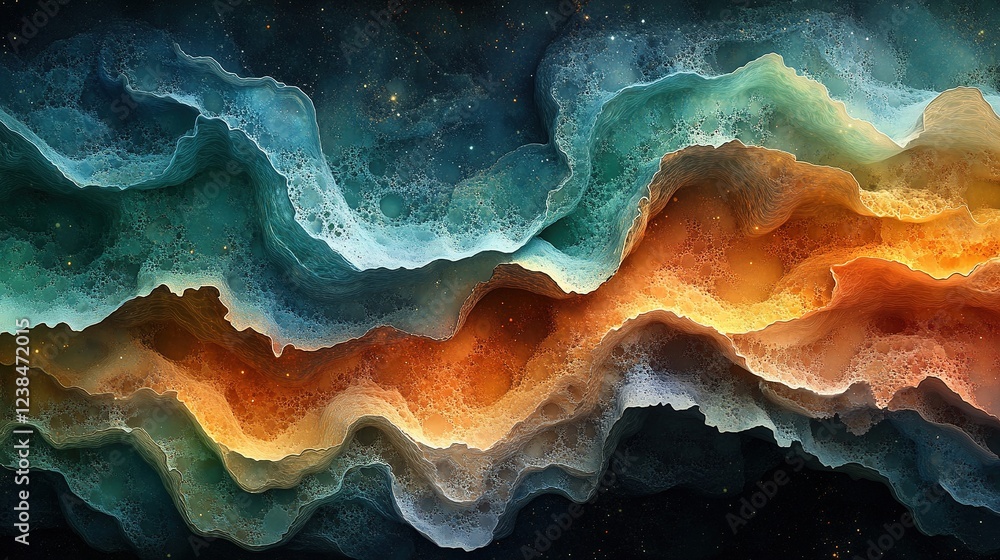 Poster abstract swirling paint texture background with multiple colors; for art or design