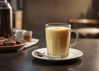 Strong coffee, subtly sweetened condensed milk, served chilled , coffee, beverage