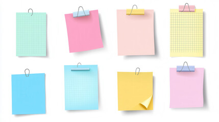 Colorful Notes with Clips:  A collection of colorful sticky notes with clips, perfect for adding a touch of personality to your reminders, notes, or to-do lists.