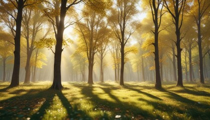 Fototapeta premium Sunny Day Landscape with Defocused Bokeh of Trees, landscape, garden trees