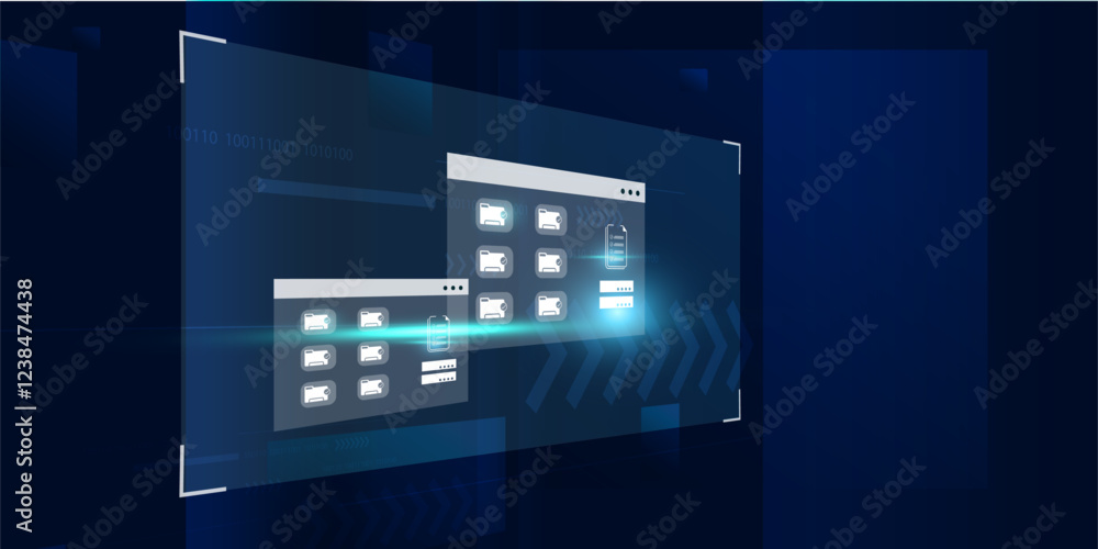 Poster document management concept, online documentation digital file storage system