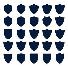 Shield Icon Set Vector Design on Isolated White Background