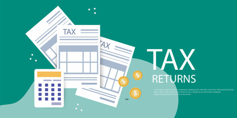 Obraz premium Illustration of Tax return Form Calendar, Audit, Calculator Analysis Accounting and Payment