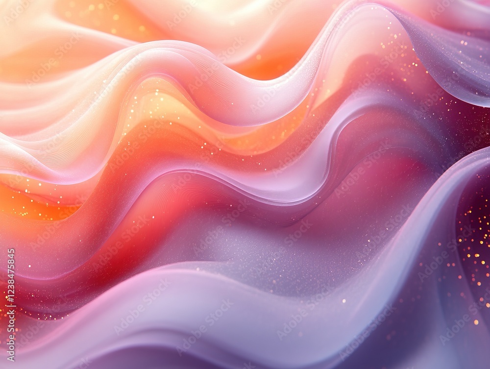 Poster abstract wavy flowing colorful forms with light and sparkles for presentations