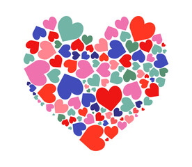 Hearts in the shape of one heart. Day of st.Valentine. 