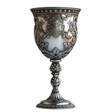 Ornate Silver Goblet Antique Chalice Vintage Cup Elegant Design Medieval Style Luxury Drinkware