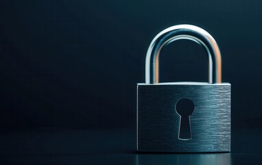 Fototapeta premium A metallic padlock on a dark background, symbolizing security, protection, and privacy.