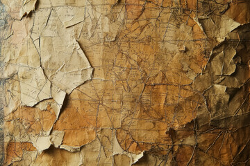 Naklejka premium Aged crumpled parchment with deep creases and weathered texture