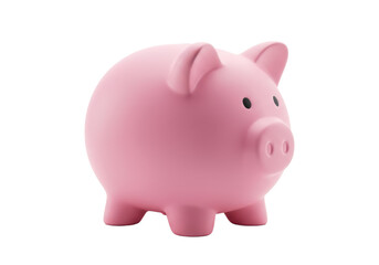 Pink piggy bank isolated on white background, no depth of field, sharp.