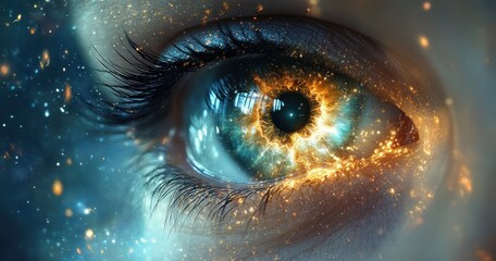 Cosmic Eye Abstract Art Swirling Particles Digital Background Technology Concept