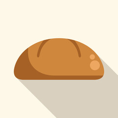 Delicious, golden brown loaf of bread, depicted in a flat, minimalist style with a prominent long shadow