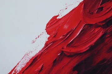 力強い赤のペイントストロークとグラデーションが際立つ抽象アート | Bold red paint stroke with gradient effect in abstract art