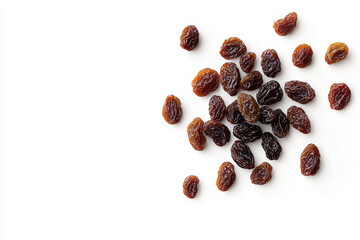 Obraz premium A pile of nutritious raisins showcased against a clean white background. isolated on white background.