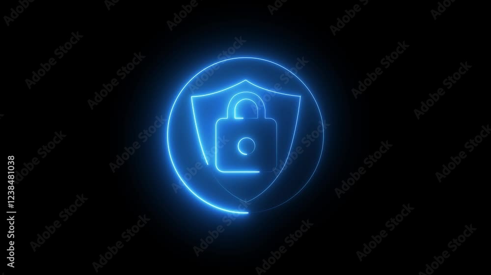 Poster cyber neon security firewall protection safe safety digital data network protection, global network 