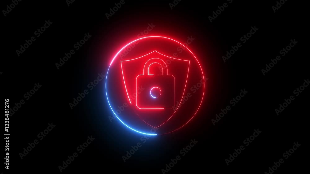 Poster cyber neon security firewall protection safe safety digital data network protection, global network 