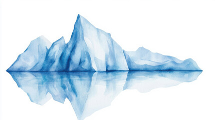 Obraz premium A serene watercolor depiction of an iceberg reflecting in calm waters.