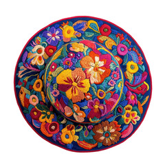 Floral Wide Brimed Summer Hat on transparent background.