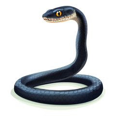 sleek dark snake coils elegantly head held high scales and captivating gaze isolated on png transparent background