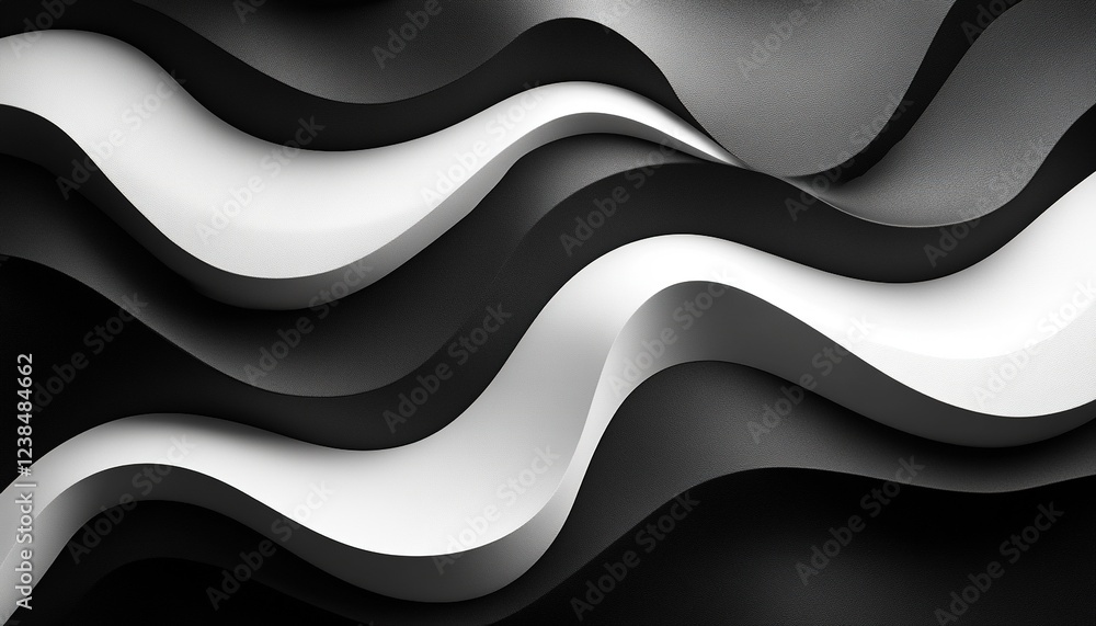 Aufkleber black, white, and gray wave pattern for background use with dynamic, flowing forms