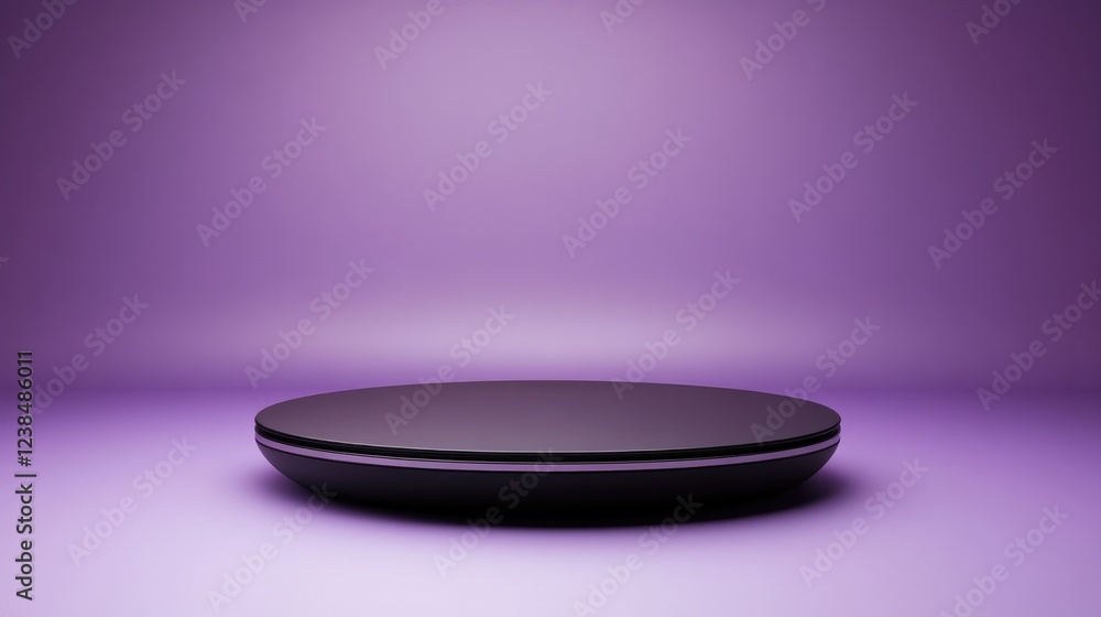 Poster abstract purple gradient background with a minimalistic platform in the center, ready for product di