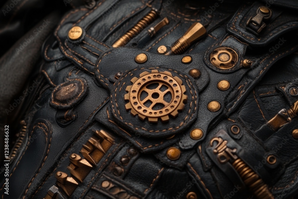 Poster a hyper-realistic close-up of a leather tool belt with different compartments filled with versatile 