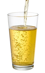 fresh apple juice pouring in to glass