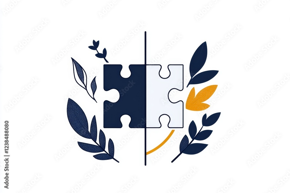 Aufkleber a minimalist depiction of a single broken puzzle piece being replaced with a new piece, outlined in 