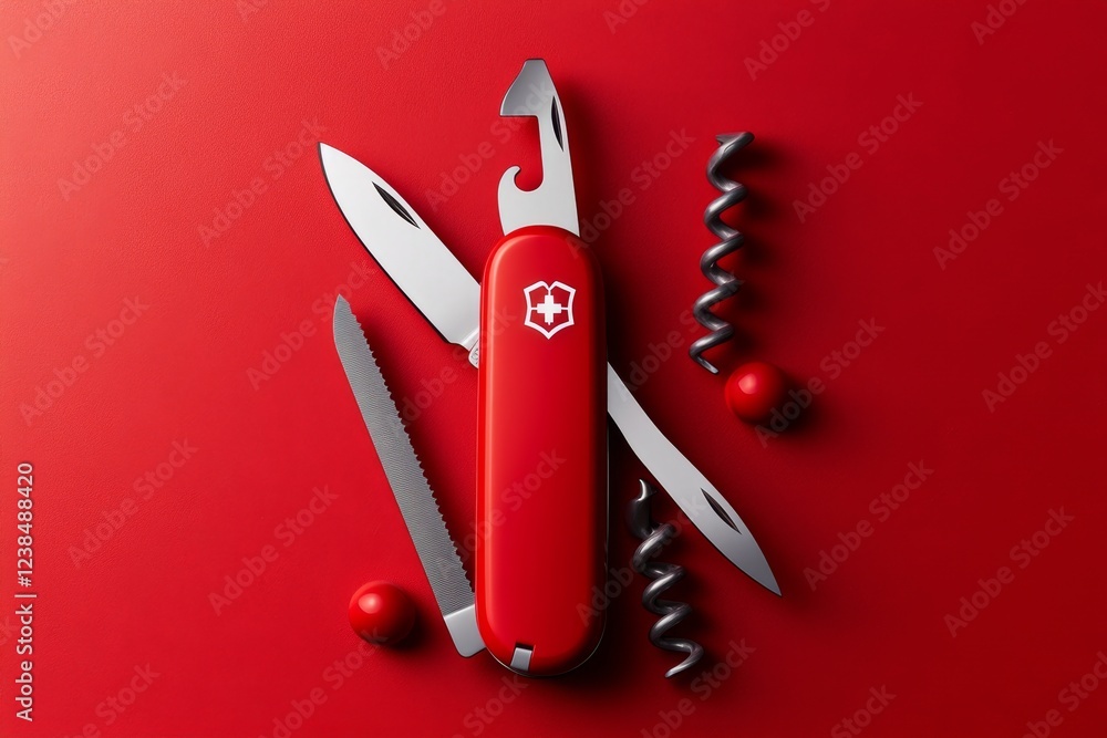 Fototapete a minimalist illustration of a swiss army knife with only a few clean, precise lines, symbolizing ad