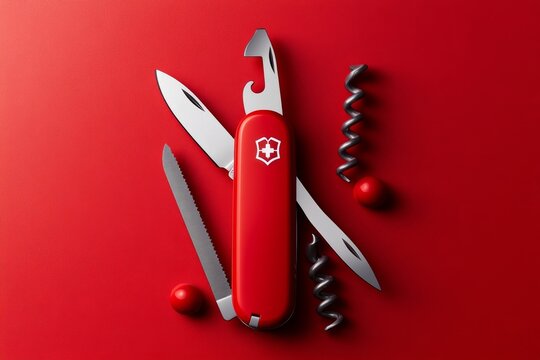 A minimalist illustration of a Swiss Army knife with only a few clean, precise lines, symbolizing adaptability in a simple and elegant form