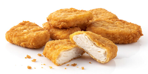Tasty Fried Chicken Nuggets Isolated on a White Background for Delicious Snacking