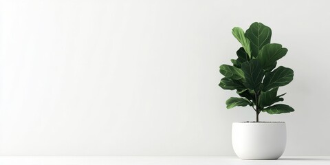 A plant in a glossy white pot on solid white background, single object
