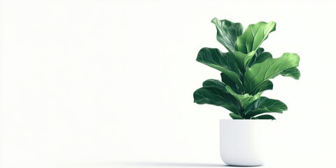 A plant in a glossy white pot on solid white background, single object
