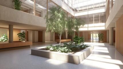 Elegant interior with a focus on sustainability, showcasing energy-efficient air conditioning and sleek, modern design