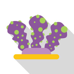 Purple seaweed growing on the seabed, creating a vibrant underwater scene