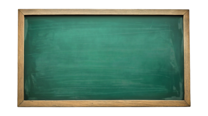 Green Chalkboard with Wooden Frame on Transparent Background