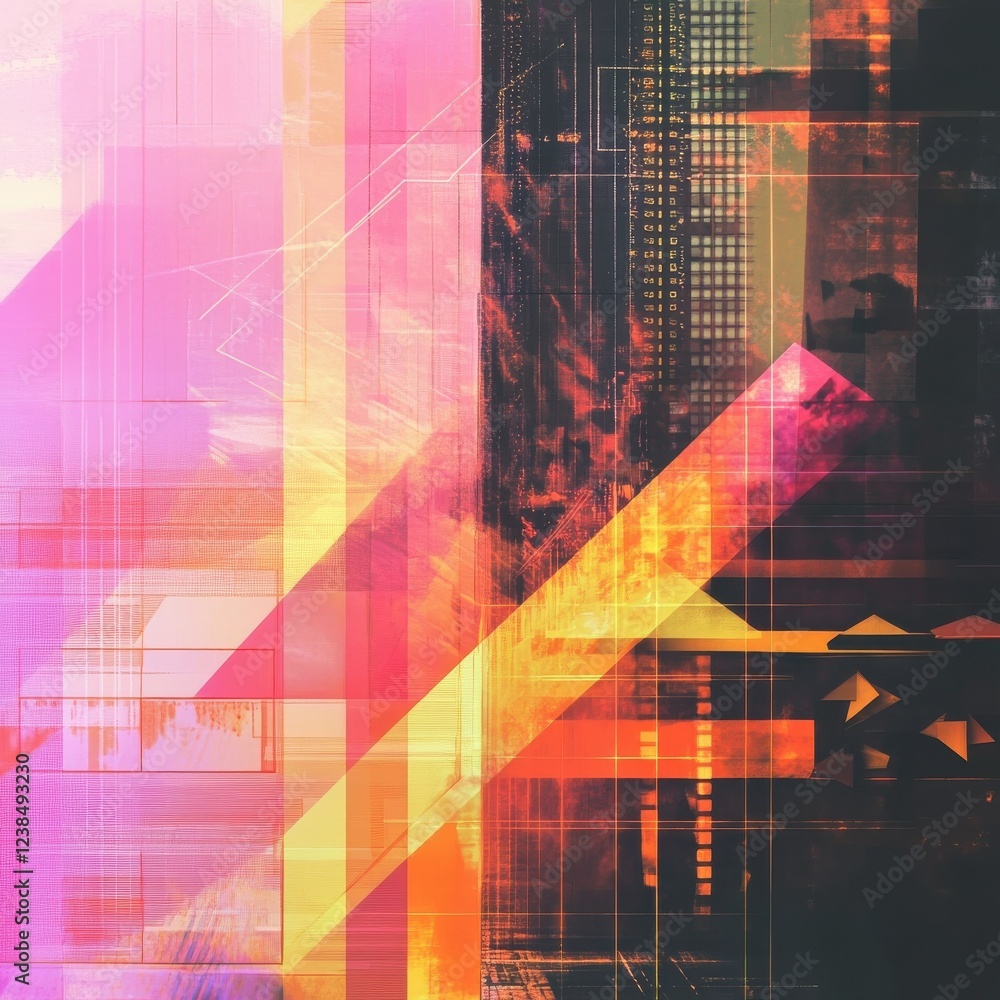 Poster digital composite of arrows and graph