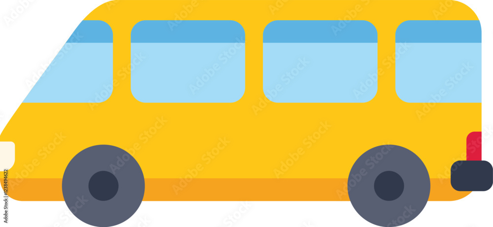 Poster Yellow school bus isolated on white background, offering transportation for students, back to school concept