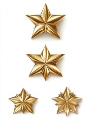 Obraz premium Star shape for award, rating, vote and success insignia set. Glossy feedback, shining prize or golden quality ranking symbol different form vector illustration isolated on white background