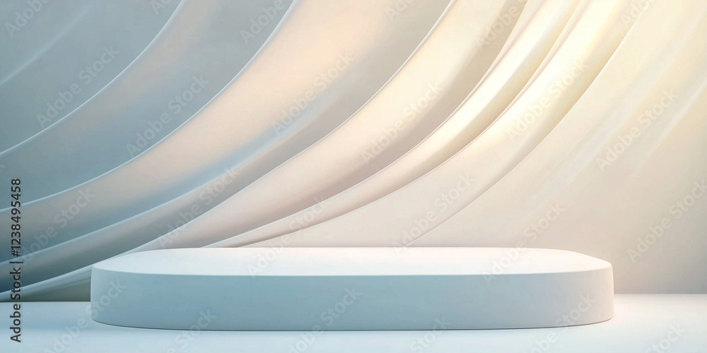 Poster Minimalist abstract design with clean lines and subtle curves, featuring modern podium
