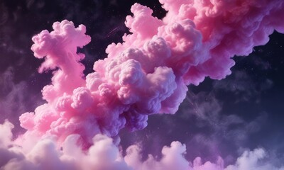 Fototapeta premium Swirling clouds of purple and pink gases suspended in the air, cosmic clouds, nebula-inspired clouds