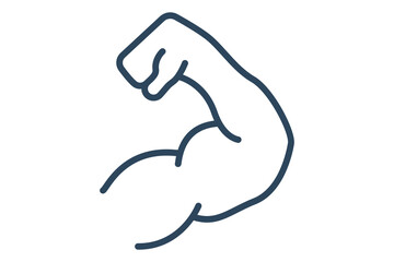 Muscles icon. line icon style. strong hand. icon related to gym and fitness. gym elements vector illustration