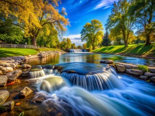 Burlington Lowville Park River, Soft Water, Slow Shutter Speed Photography