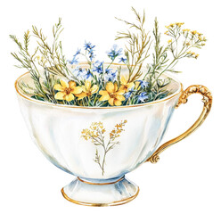 Teacup Filled with Beautiful Wildflowers