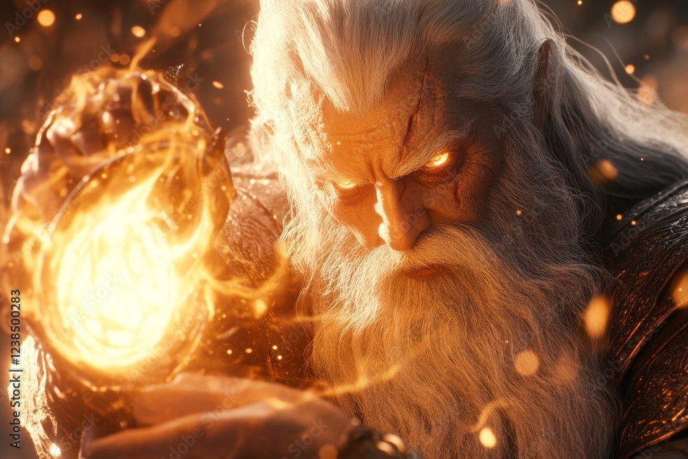 Poster A wizard holding a magical staff that changes shape into different weapons and tools, glowing with an ethereal light, symbolizing versatility in magic