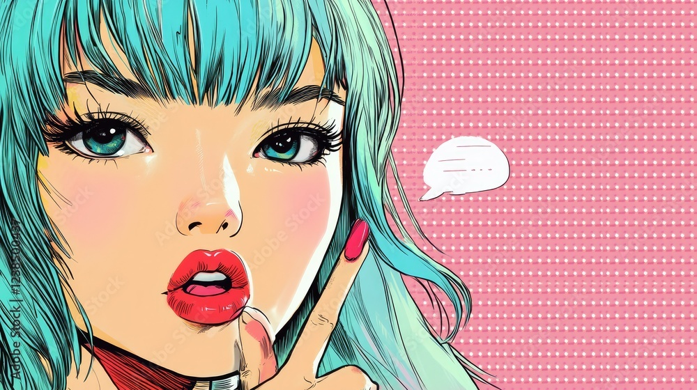 Poster pop art-inspired halftone dotted background with a bright speech bubble and dynamic color scheme