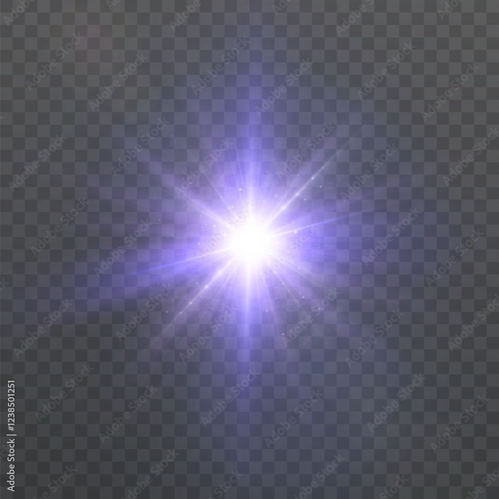 Poster Bright purple glow of light lens reflection. Abstract glow and glare effect for illustrations and game interface design. Vector