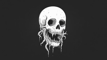 Gnarled skull, dark background, gothic art, Halloween