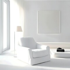 White Room Interior Design with Modern Armchair and Artwork