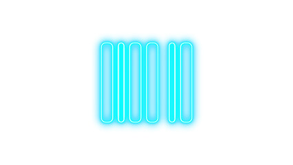 Neon symbol barcode icon cyan color glow with transparent background