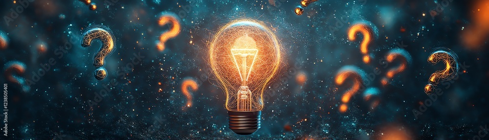 Poster a glowing light bulb with intricate patterns